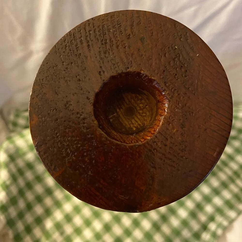 Vintage Turned Wood Candlestick Holder 14.75” Tall Farmhouse Mantle Cottagecore